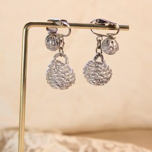 Vintage Boho Hong Kong Silver-Tone Wire Coiled Earrings